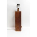 A mid century Danish rosewood block lamp, set with four coloured glass roundels, 39cm high