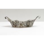 A late Victorian silver bon bon dish, makers mark rubbed, London 1897, of elongated oval outline