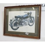 FRAMED PICTURE OF VINTAGE MOTORCYCLE