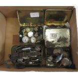 Box of old ladies/gents wrist watches, some silver cases