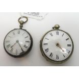 Two early fusee verge pocket watches,in white metal cases by Geo Fremann, London and Alex