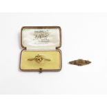 A 9 carat gold late Victorian locket back brooch; with a bar brooch; 3.4 g gross; cased