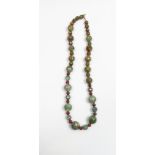 A ruby and green zoisite facetted bead necklace with jasper interval beads