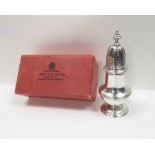 A silver Georgian style sugar caster, by Garrard & Co Ltd, London 1966, of usual form with pierced