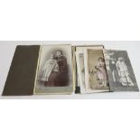 Nine cabinet size late Victorian photographic portraits and a few postcards