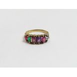 A Regard ring, set with ruby, emerald, garnet, amethyst, ruby and diamond, unmarked, finger size