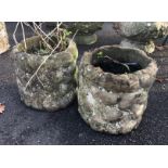 PAIR OF ORGANICALLY DESIGNED STONE PLANTERS