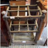 VICTORIAN OAK STICK/UMBRELLA STAND WITH METAL TRAY