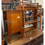 MAHOGANY POT CUPBOARD, PINE TOWEL RAIL + 1