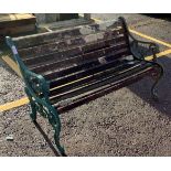 CAST IRON FRAMED ROLL BACK GARDEN BENCH