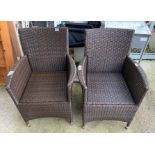 ROYAL CRAFT RATTAN GARDEN TABLE & 2 RATTAN CHAIRS