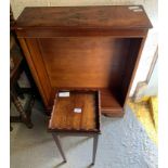 MODERN YEW WOOD BOOKCASE ALONG WITH AN OAK SIDE TABLE