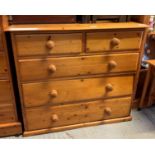 PINE CHEST OF DRAWERS, 2 SHORT, 3 LONG