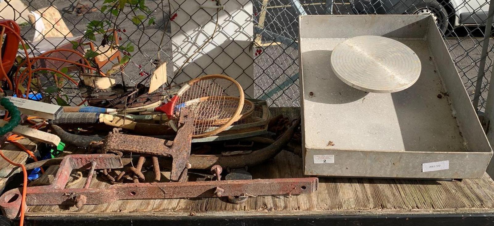 POTTERS WHEEL, HORSE HAMES, MODEL SHIP & VINTAGE RACKETS