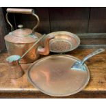 COPPER KETTLE, COPPER COLLANDER, COPPER PAN & COPPER JUG