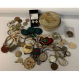 TIN OF COSTUME JEWELLERY, ETC