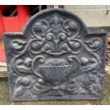 DECORATIVE CAST IRON FIRE BACK