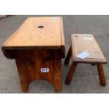 PRIMITIVE ELM STOOL ALONG WITH A PINE STOOL