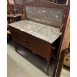 OAK WASH STAND WITH MARBLE TOP & BACK