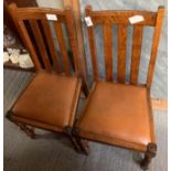 PAIR OF OAK FRAMED DINING CHAIRS