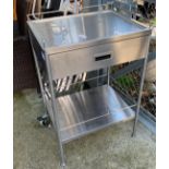 STAINLESS STEEL CATERING TABLE ON WHEELS