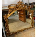 LARGE DECORATIVE GILT FRAMED OVER MANTEL MIRROR