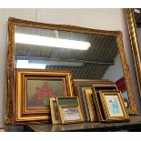 GILT FRAMED MIRROR, PICTURES & PRINTS