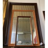 3 WOODEN FRAMED MIRRORS