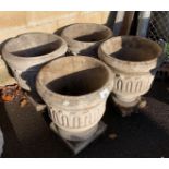 SET OF 4 RECONSTITUTED STONE URN PLANTERS