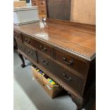 VICTORIAN MAHOGANY SIDEBOARD RAISED ON CABRIOLE LEGS