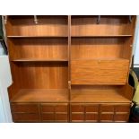 2 MID CENTURY FLOORSTANDING TEAK SHELVING/BOOKCASE UNITS ## key ##