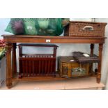 MODERN HALL TABLE, MODERN MAGAZINE RACK, CHROMA HARP, PICNIC BASKET & RADIO