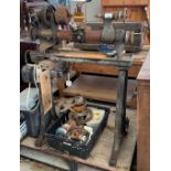 VINTAGE METAL WORK LATHE MADE BY DRUMMOND BROTHERS LTD, WITH SPARES IN CRATE