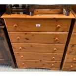 MODERN PINE CHEST OF 5 LONG DRAWERS