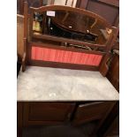 EDWARDIAN WASH STAND WITH MARBLE TOP & CERAMIC TILE BACK