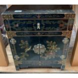 CHINOISERIE STYLE HAND PAINTED BEDSIDE CABINET