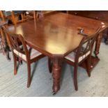 EXTENDING MAHOGANY DINING TABLE ALONG WITH 6 DINING CHAIRS, & ADDITIONAL LEAF