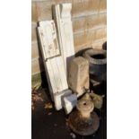 PART STONEWARE FIRE SURROUND, STONE BASE, BOOT SCRAPER & OTHER GARDENWARE