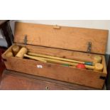 CROQUET SET IN PITCH PINE CASE