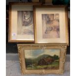 2 RUSSELL FLINT PRINTS & OIL PAINTING