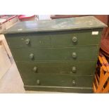 VICTORIAN PINE GREEN PAINTED CHEST OF DRAWERS