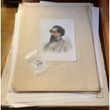 QUANTITY OF UNFRAMED MAPS & PRINTS, INCLUDES JAMES BUCHANAN WHISKY CHARACTER FROM DICKENS & LETTS