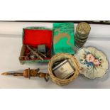 COLLECTION OF COSTUME JEWELLERY & VINTAGE TOBACCIANA BLACK FOREST PIPE ETC