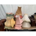 HALF SHELF OF FABRIC LAMPSHADES ETC