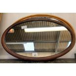 MAHOGANY FRAMED OVAL MIRROR WITH INLAY & MODERN PINE OVAL MIRROR