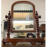 MAHOGANY SWING MIRROR ON BOBBIN TURNED SUPPORTS