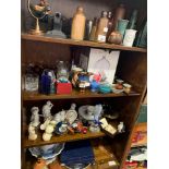 QUANTITY OF COLLECTABLES INCLUDING OLD BREWERY BOTTLES, PEWTER MUGS, CUT GLASS, CERAMIC ANIMALS,