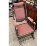 OAK FRAMED AMERICAN ROCKING CHAIR