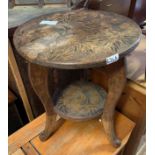 TWO TIER CARVED WOOD SIDE TABLE