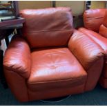 2 RETRO STYLE SAMBA SWIVEL CHAIRS, SAMBA 2 SEATER SOFA & 2 SAMBA STORAGE STOOLS ALL IN TANGERINE